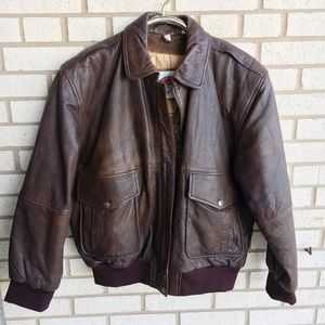 Vintage B52 Bomber Jacket Leather Brown XL